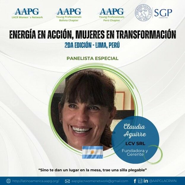 Claudia Aguirre, socia fundadora de GRUPO LCV, invitada especial de AAPG LACR Women's Network
